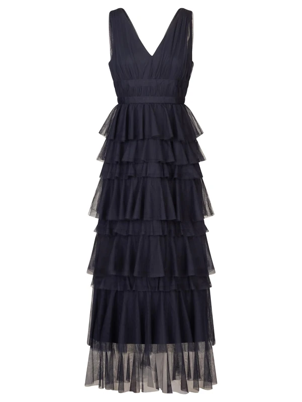 APART Fashion Women's Apart Abendkleid aus Jersey mit Mesh Dress, Midnight Blue, 14