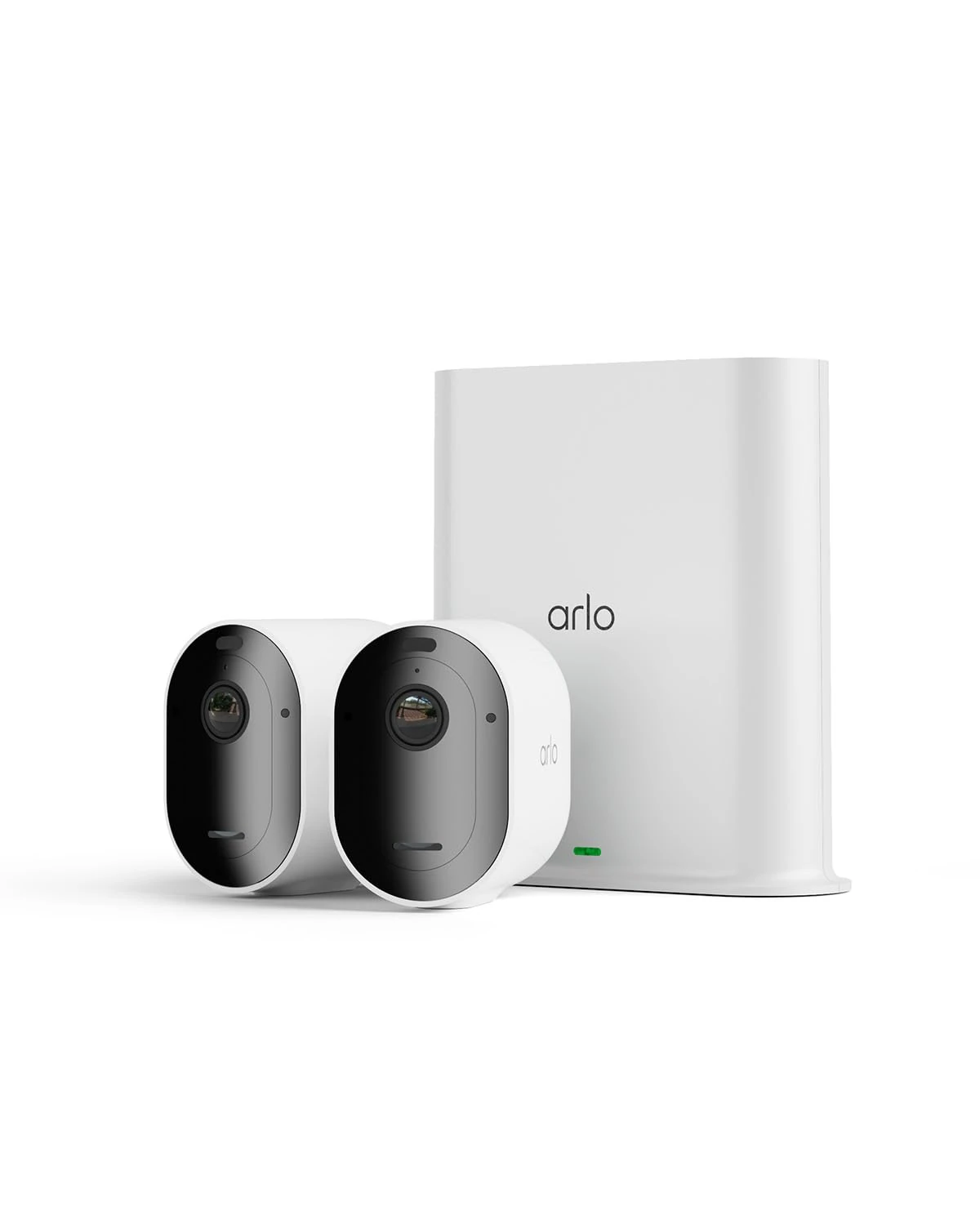 Arlo Pro 5 Security Camera Outdoor Wireless with SmartHub Local Storage, 2K Outdoor Camera Kit with Rechargeable Battery, Free Trial of Secure, Advanced Colour Night Vision, 2 Cameras, White