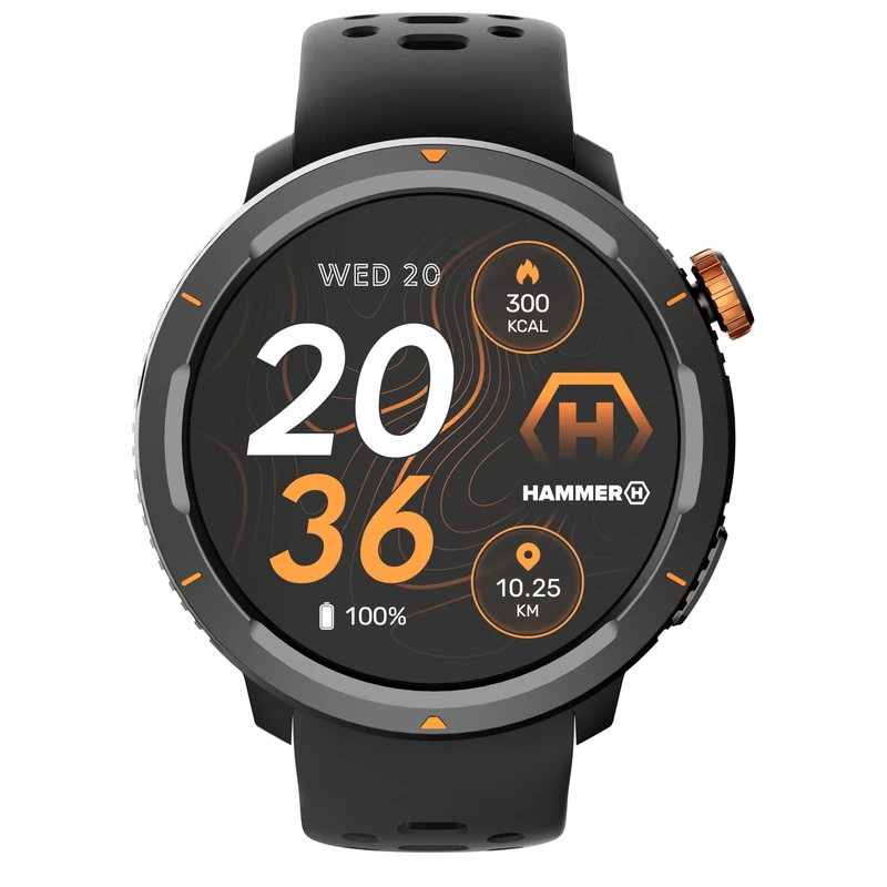 Hammer Smartwatch 2 Lite, 1.43-inch AMOLED screen, Always-on-Display feature, 370 mAh battery for up to 15 days on a single charge, 3 ATM water resistance, Bluetooth, and SOS button.