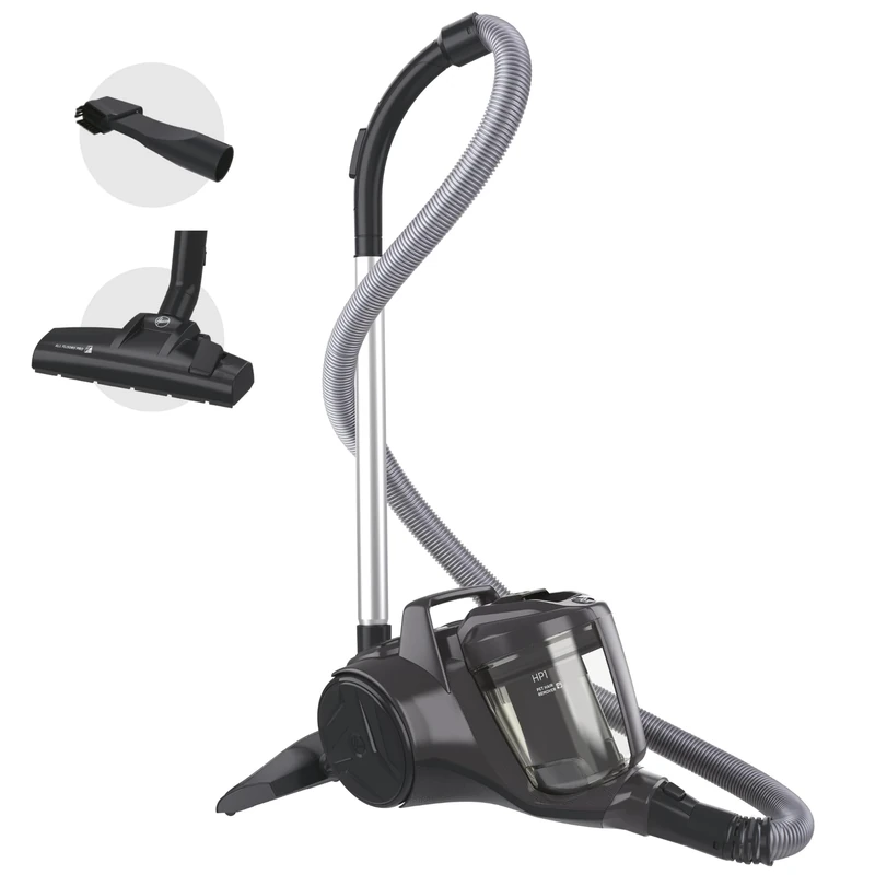 Hoover HP1 Powerful Cylinder Vacuum Cleaner - Bagless, Small, Lightweight, Corded with Washable EPA Filter, Large 2L Bin Capacity, Onboard Accessories, 7.5m Working Radius, 700w [HP105HM]