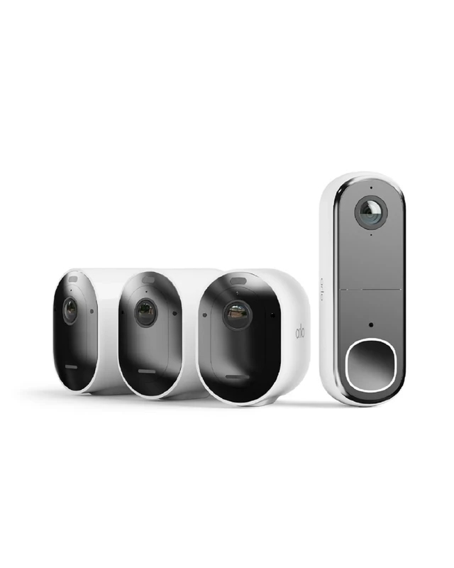 Arlo Pro 5 Full Home Security Kit, 2K Security Camera Outdoor Wireless with HD Video Doorbell, Battery Operated Outdoor Camera, Advanced Colour Night Vision, Secure Free Trial, 4 Cameras, White