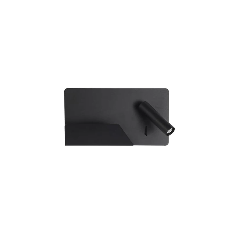 Zarivy Wall lamp 3W 4000K Michelangelo Left Black C/USB and Shelf 150 lm. Measurements: 16x28x12 cm. Adjustable Design Offers Versatile Lighting, Perfect for Any Environment.