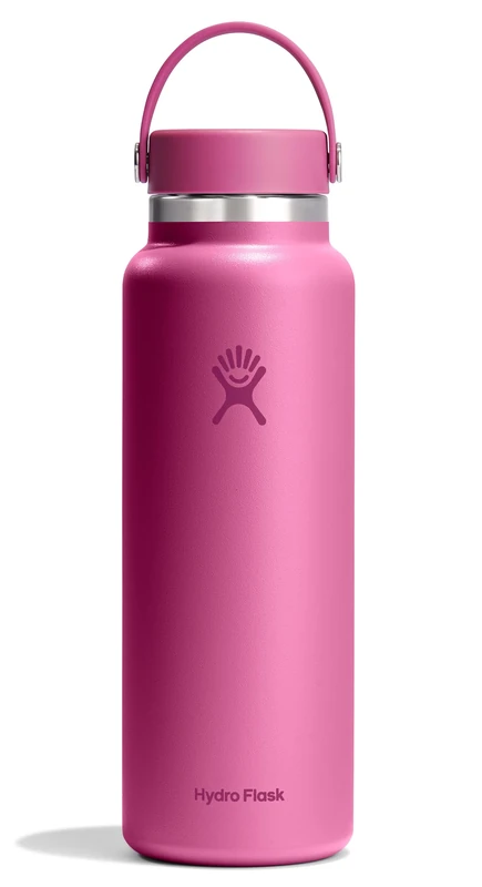 HYDRO FLASK - Wide Mouth Water Bottle 1180 ml (40 oz) - Vacuum Insulated Stainless Steel Water Bottle with Leak Proof Flex Cap - Reef, Pink