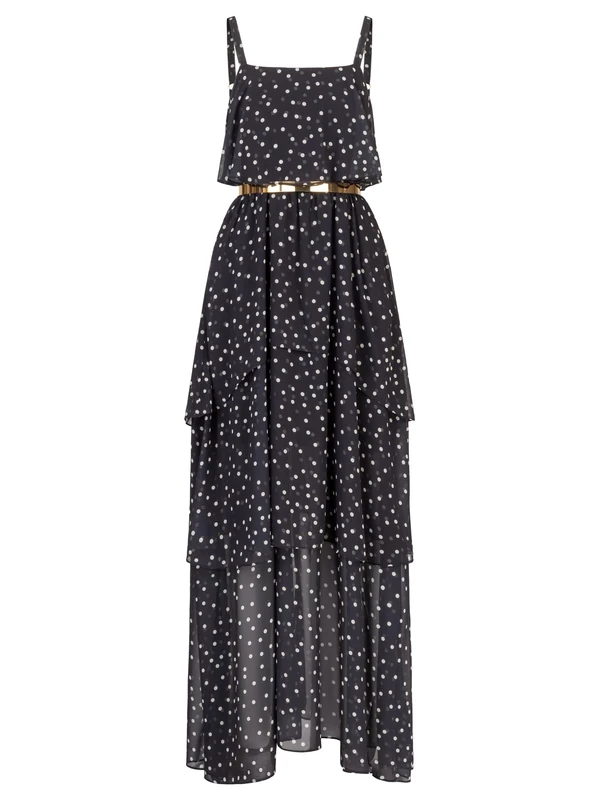 APART Fashion Women's Chiffonkleid Dress, Midnight Blue-Cream, 8