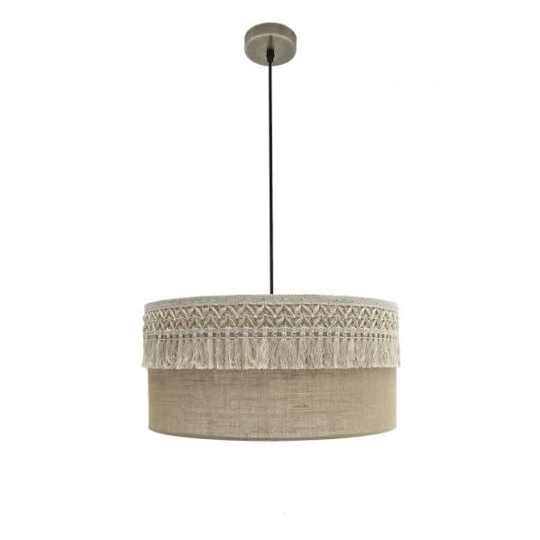 Leather Pendant with Trim, 2xE27, 50x50 cm, Ideal for Interior Decoration and Space Setting.