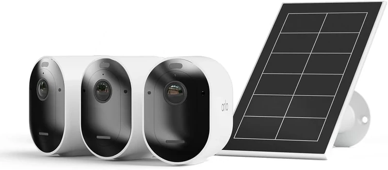 Arlo Pro 5 Security Camera Outdoor Wireless with Solar Panel, 2K Outdoor Camera Kit with Rechargeable Battery, Advanced Colour Night Vision, Dual-Band Wifi & Free Trial of Secure, 3 Cameras, White
