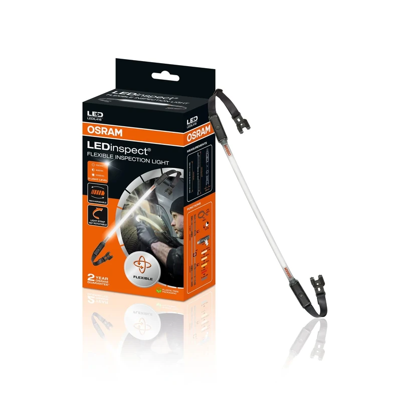 OSRAM LEDInspect FLEXIBLE INSPECTION LIGHT, rechargeable LED inspection light, 6000K, brightness up to 1000lm, removable elastic straps