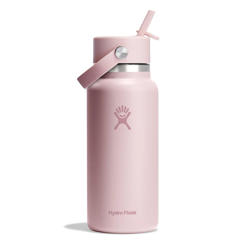 HYDRO FLASK - Wide Mouth Water Bottle 946 ml (32 oz) - Vacuum Insulated Stainless Steel Water Bottle with Flex Straw Cap - Trillium