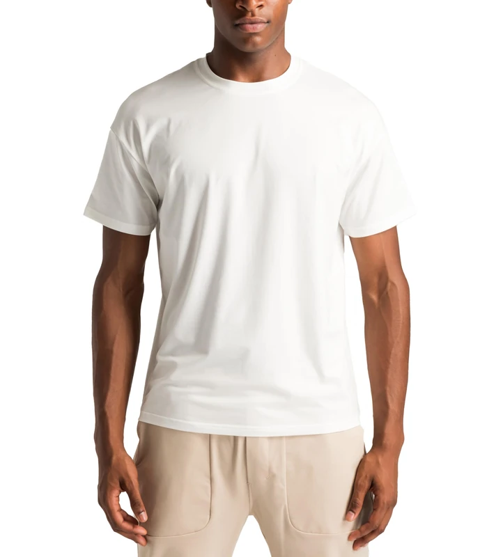 Aruki Men’s Set-in Short Sleeve Crewneck T-Shirt, Basic Essentials Cotton T Shirt for Men, Relaxed Fit Athletic Tshirt for Running, Gym, Workouts, and Lounging - Cloud Dancer - Small