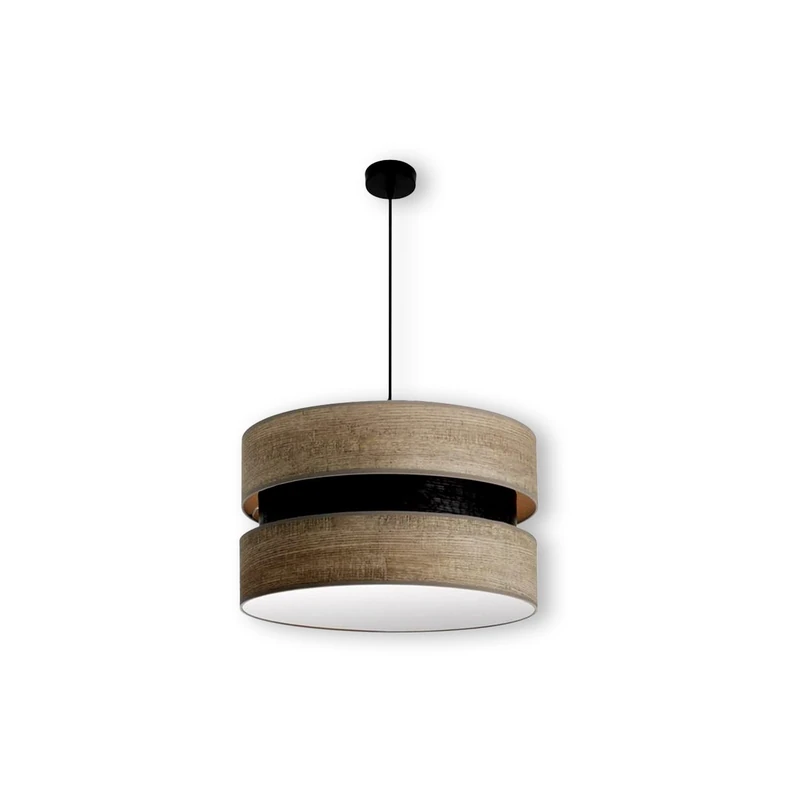 Zarivy Pendant Lighting 2xE27 in Black and Gray Wood, Dimensions 50x50 cm, Ideal for Decoration and Atmosphere in Homes and Offices.