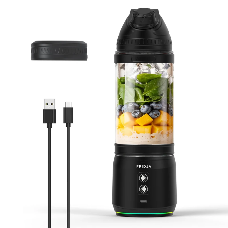 Fridja F500 Portable Blender, Powerful 240W Motor, USB-C Rechargeable, Leakproof & Compact Design, Perfect for Smoothies, Protein Shakes, Travel & Gym, BPA-Free Bottle, 6 Leaf Serrated Blades, 700ml - Image 1