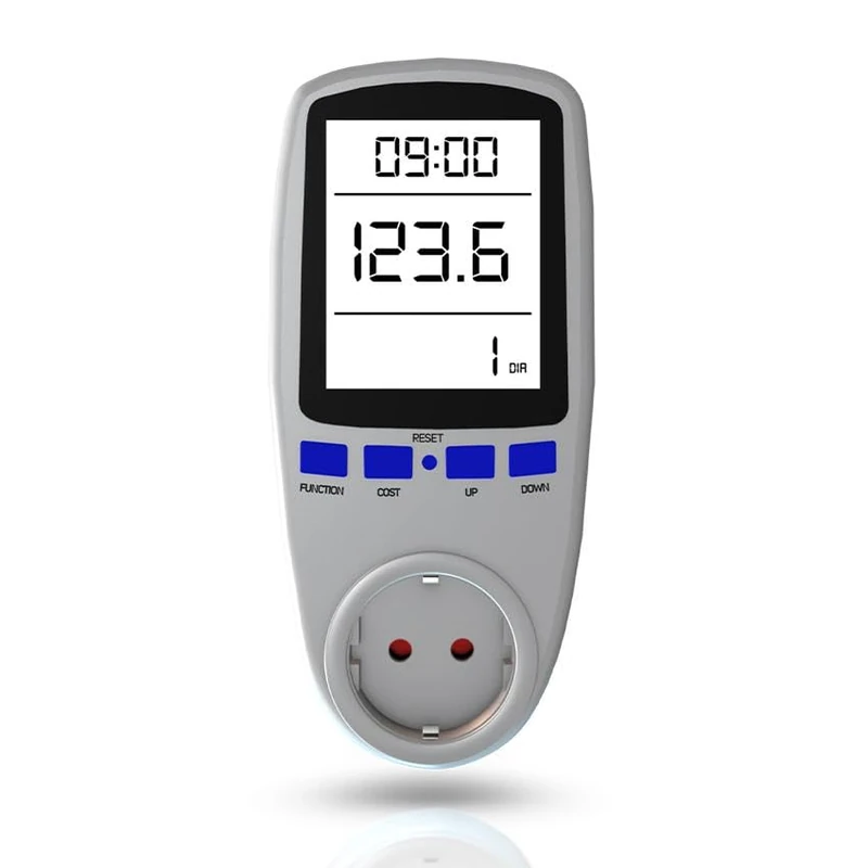 Zarivy Energy Consumption Meter, Rechargeable Electricity Monitor with Illuminated LCD Display, Overload Protection, Reduce Your Electricity Bill