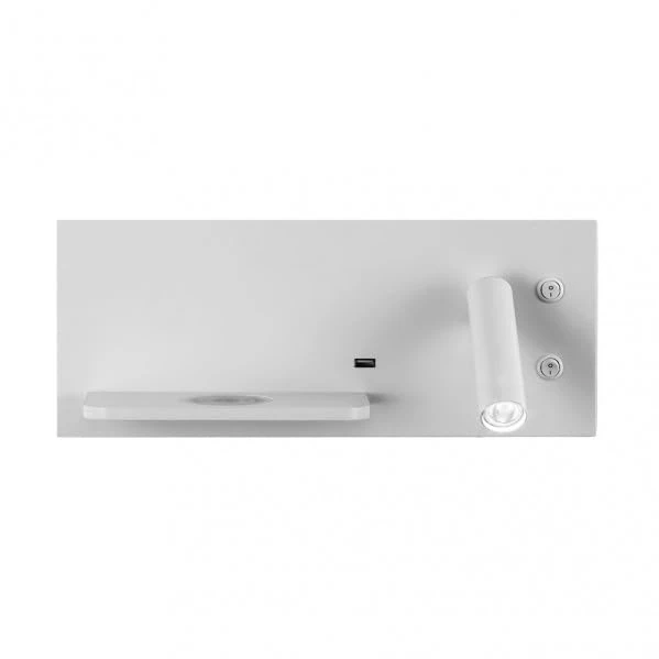 Zarivy Wall lamp 2+8w 4000k Velazquez Dcho White USB+Qi, 130lm, Double On, Dimensions 14x35x14 cm. Ideal to Illuminate Your Spaces with Style and Modern functionality. - Image 1