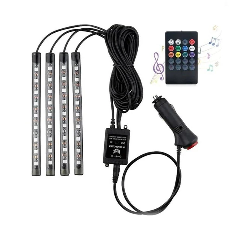 Zarivy 4 x 0.2 m Low Voltage RGB LED Strip for car, Ideal for Decorative Lighting and beautifying The Interior.