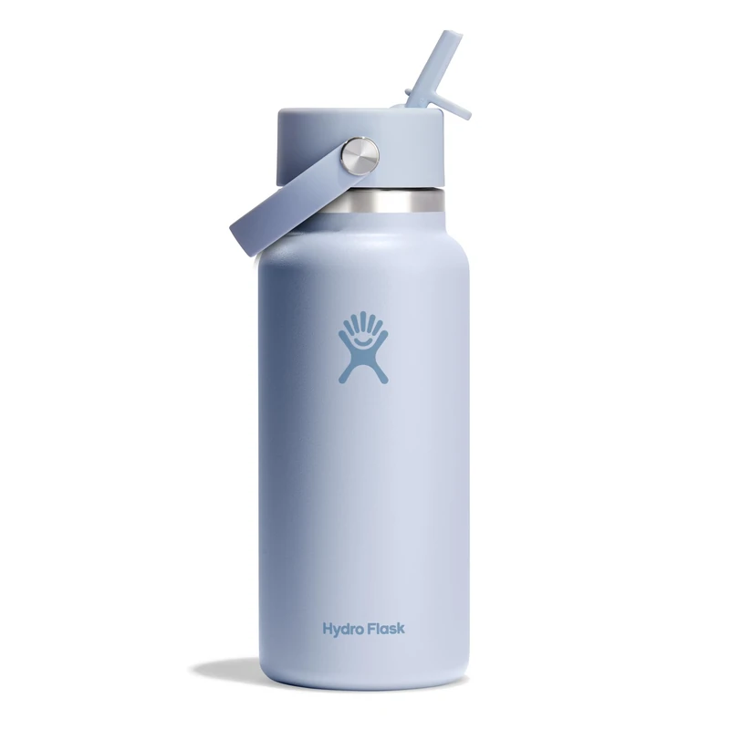 HYDRO FLASK - Wide Mouth Water Bottle 946 ml (32 oz) - Vacuum Insulated Stainless Steel Water Bottle with Flex Straw Cap - Surf