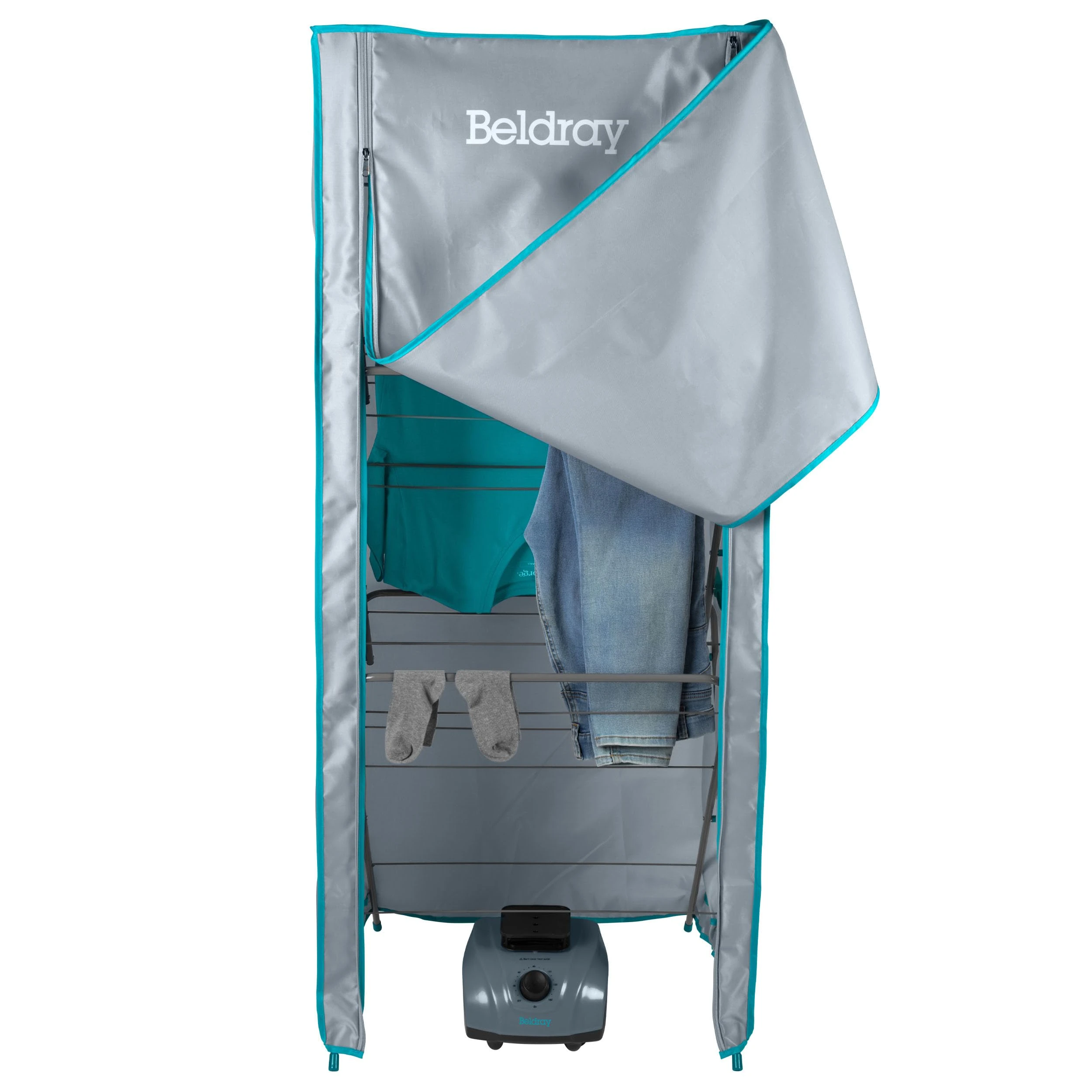 Beldray Heated Pod Drying System – Convert 3 Tier Airers To A Heated Clothes Airer, Hot Air Circulation, Compatible with Most 3 Tier Airers (65 x 55 x 145cm), Fast Drying, Low Run Costs, LA034290UKF
