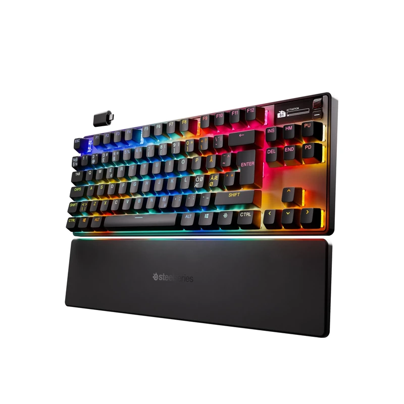 SteelSeries Apex Pro TKL Wireless Gen 3 - Wireless Gaming Keyboard - Adjustable Actuation Hall Effect Switches; Game-Ready Presets - Rapid Trigger, Protection Mode, Rapid Tap/SOC - Nordic QWERTY