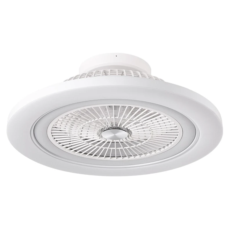 DC Mato 72W Fan, Elegant in White, 5 Blades and Dimensions 22x58x58 cm. It has 6 speeds, 3 Colors, Remote Control, Memory, Timer and Intensity Adjustment. 6120 lm.