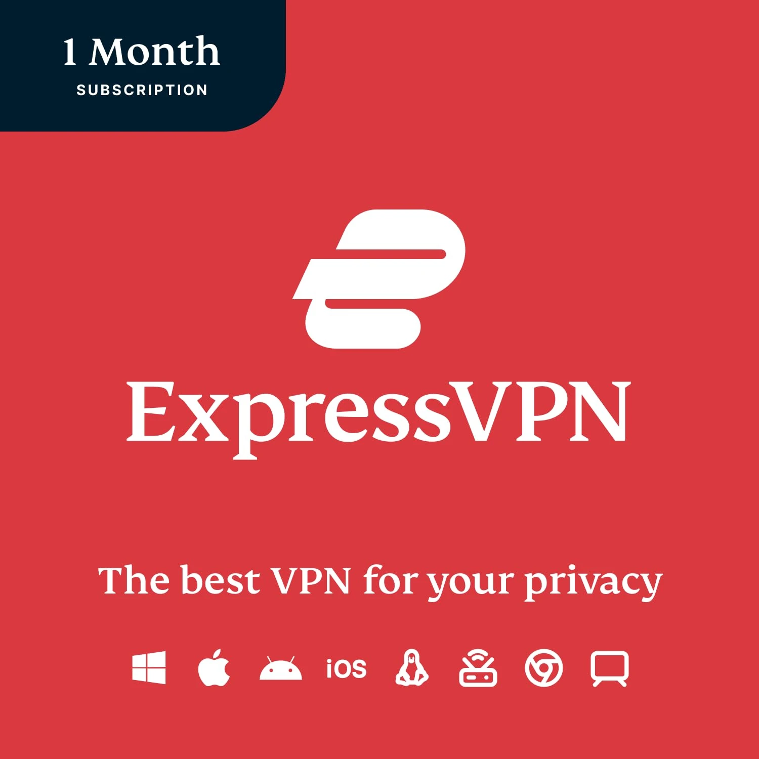 ExpressVPN, 1 Month, Compatible with all devices, Digital Code
