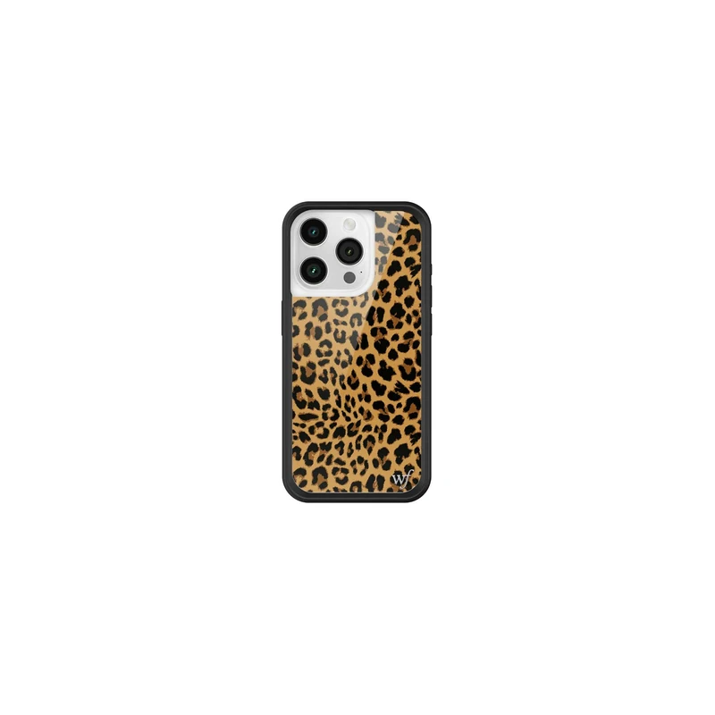 Wildflower Cases - Meow, Compatible with Apple iPhone 15 Pro | Leopard Animal Brown Black Spots Cute Trendy - Protective Black Bumper, 4ft Drop Test Certified, Women Owned Small Business