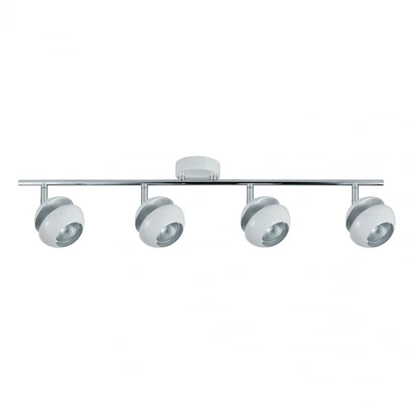 Beethoven 4xGU10 Strip in Elegant White and Silver, Dimensions of 14 x 69.5 x 8.5 cm. Ideal for Lighting and Giving Style to Any Space. Perfect to Highlight Your Decor.