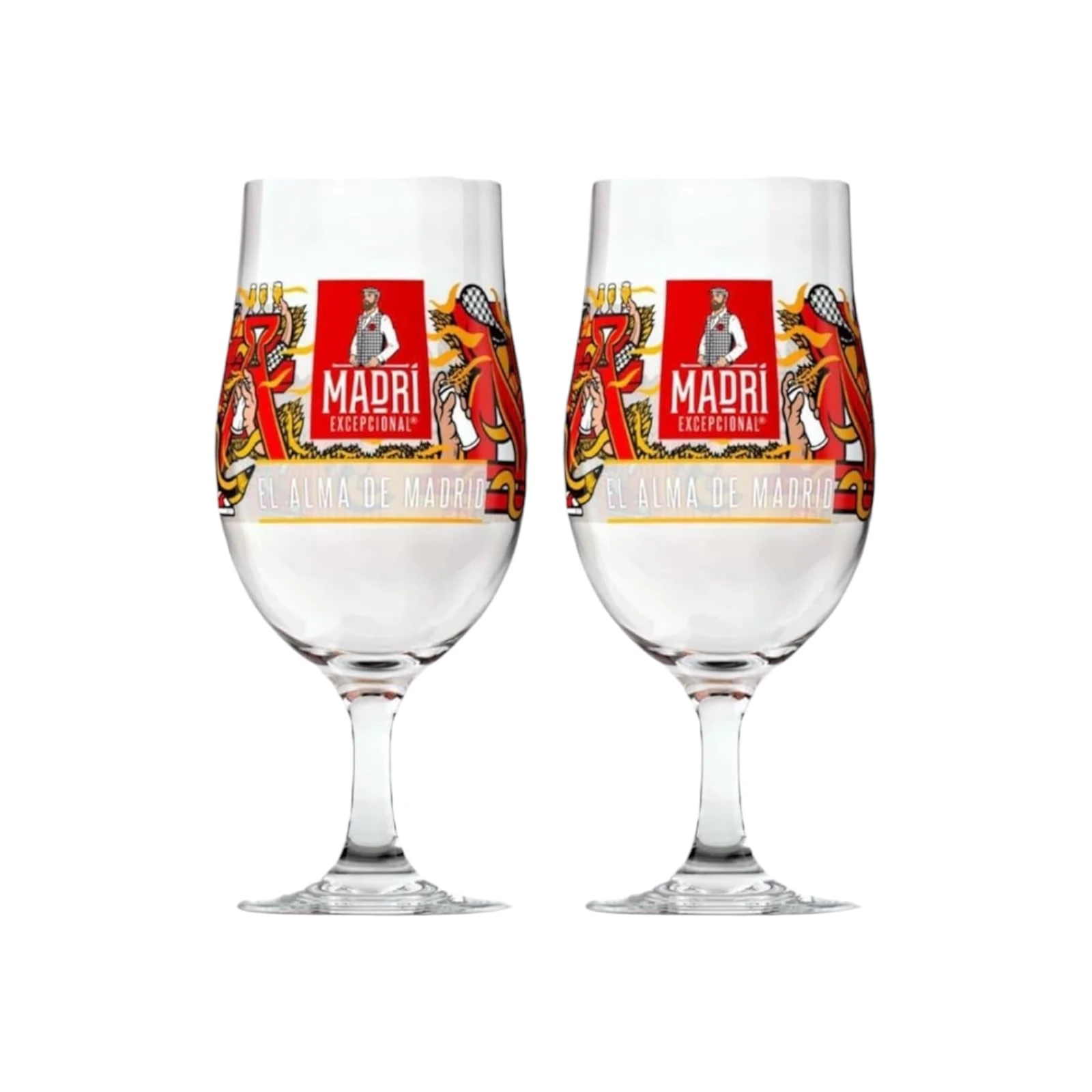 Laurie's Pub and Bar Accessories Madri Excepcional Lager Pint Glass, Limited Edition, Set of 2