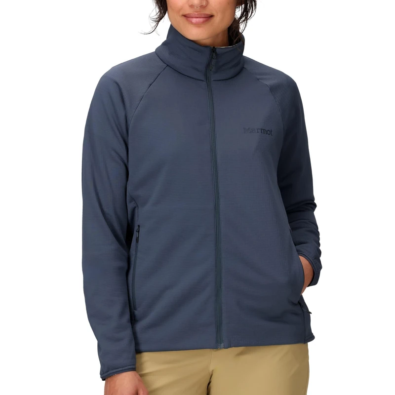 Marmot Women's Leconte Fleece Jacket, Warm Fleece Jacket, Full Zip Jacket, Breathable, Wind Resistant Body Warmer, packable, ideal for hiking & ski layering, Thunderhead, L