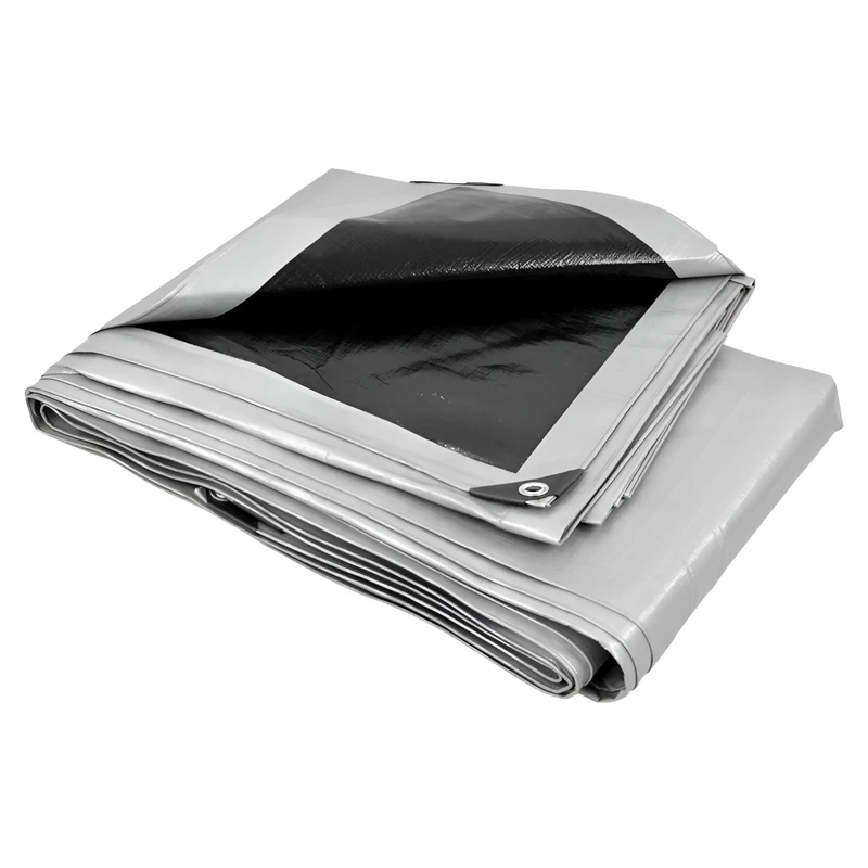 Silver Tarpaulin 5 x 8 m - 260 GSM Extra Heavy Duty Waterproof Sheet with Rubber Reinforced Corners - UV Resistant Ground Sheet Cover for Garden Furniture, Camping, Construction, Outdoor Protection