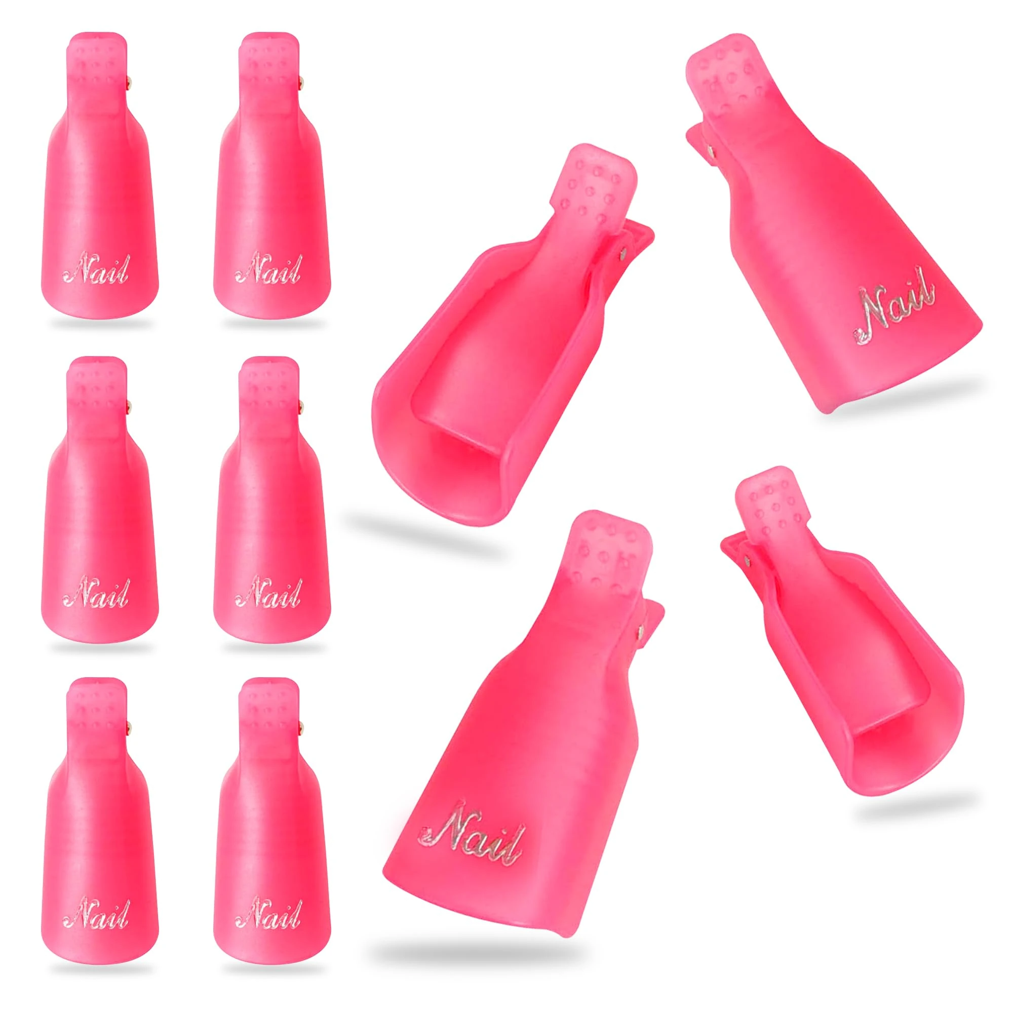 G4GADGET 10 PCS Nail Polish Remover Clips – Soak Off Gel, Acrylic & UV Nail Polish Removal, Reusable & Anti-Slip Rose Red Clips for Fingers & Toenails