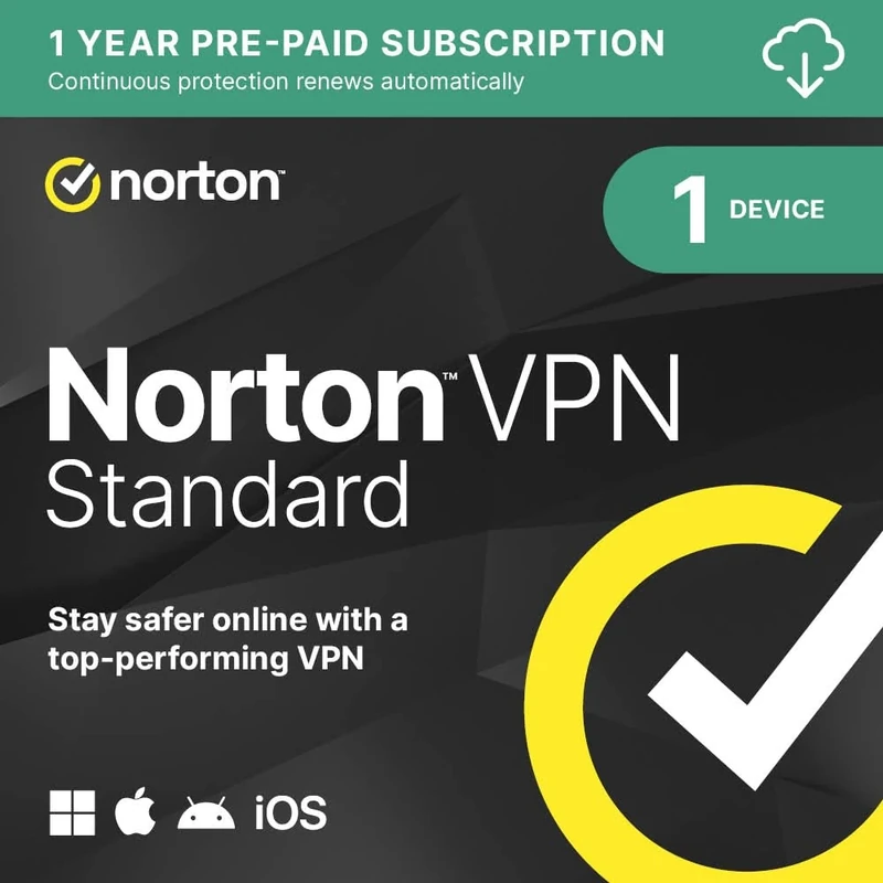 Norton VPN Standard 2026 | 1 Device| 1-Year Subscription with Automatic Renewal | Activation Code by Email
