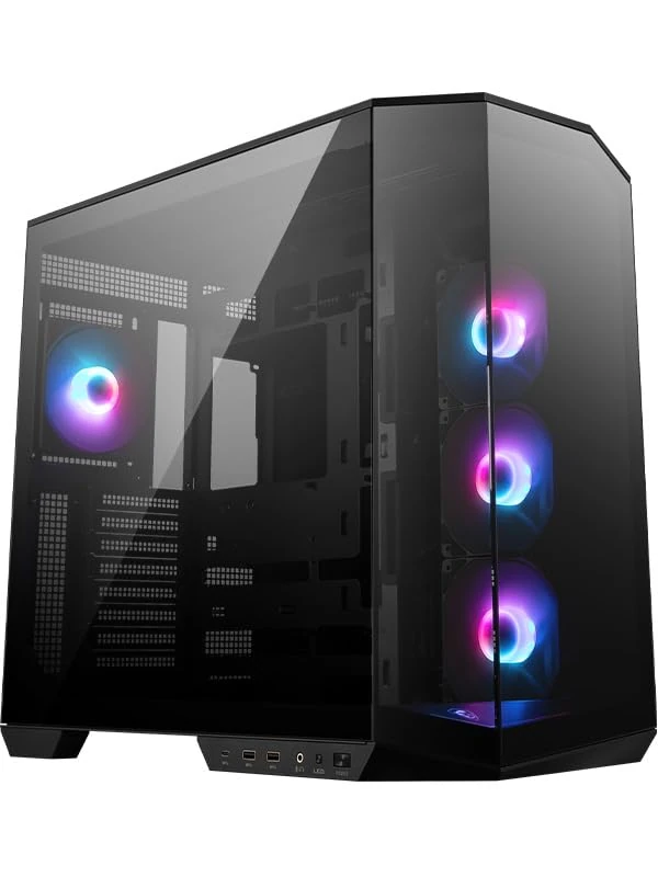 MSI MAG PANO 100R PZ - Premium Mid-Tower Gaming PC Case - Tempered Glass Side Panel - ARGB 120mm Fans - Liquid Cooling Support up to 360mm Radiator - Black Color Case
