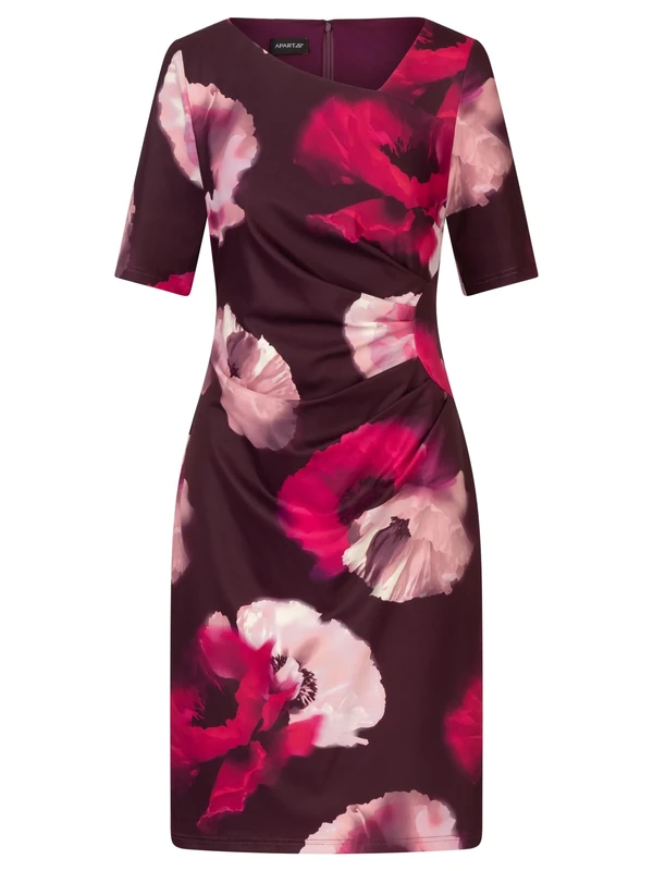 APART Fashion Women's Jerseykleid Dress, Plum-Multicoloured, 10