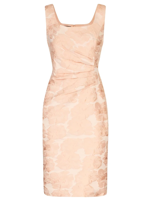 APART Fashion Women's Apart Jacquard Etuikleid mit Glänzenden Blüten Dress, Rose, 12