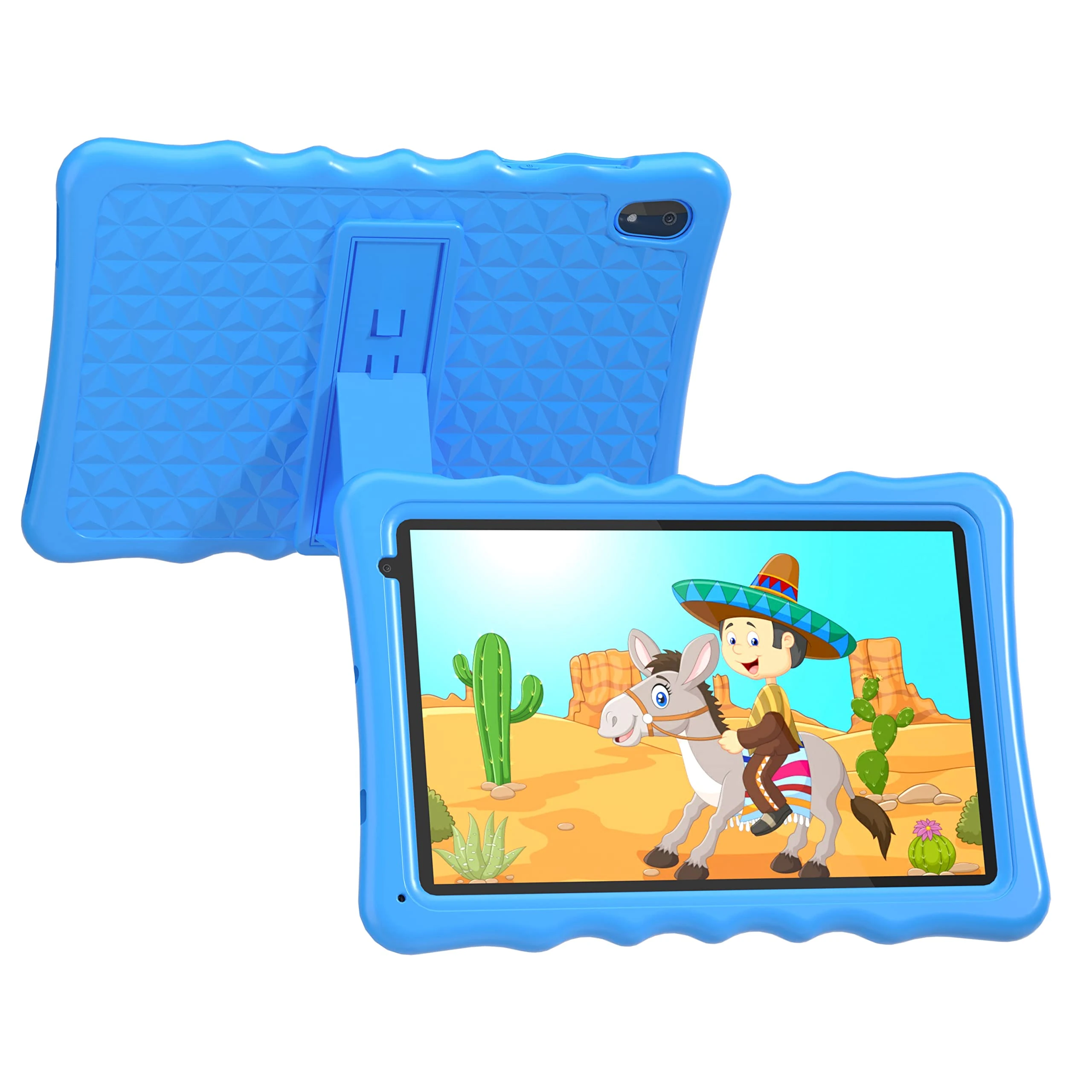 BYYBUO Kids Tablet, 10.1 inch Android 13 Tablet for Kids, 6GB RAM 32GB ROM 5000mAh Battery, Toddler Tablets with Bluetooth, WiFi, Parental Control, Dual Camera, Shockproof Case (Blue)