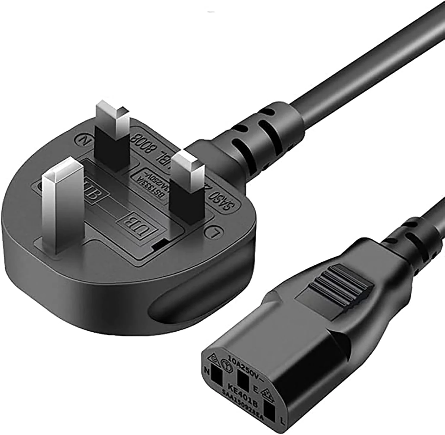 UK Power Cable,Computer & Monitor Power Cable, 1.5 Metre 3 pin Mains Power Lead UK Plug Kettle Lead Universal AC Power Cord for Monitors, LED LCD Smart TV, PC, Rice Cookers,Laptop, Printer, etcs