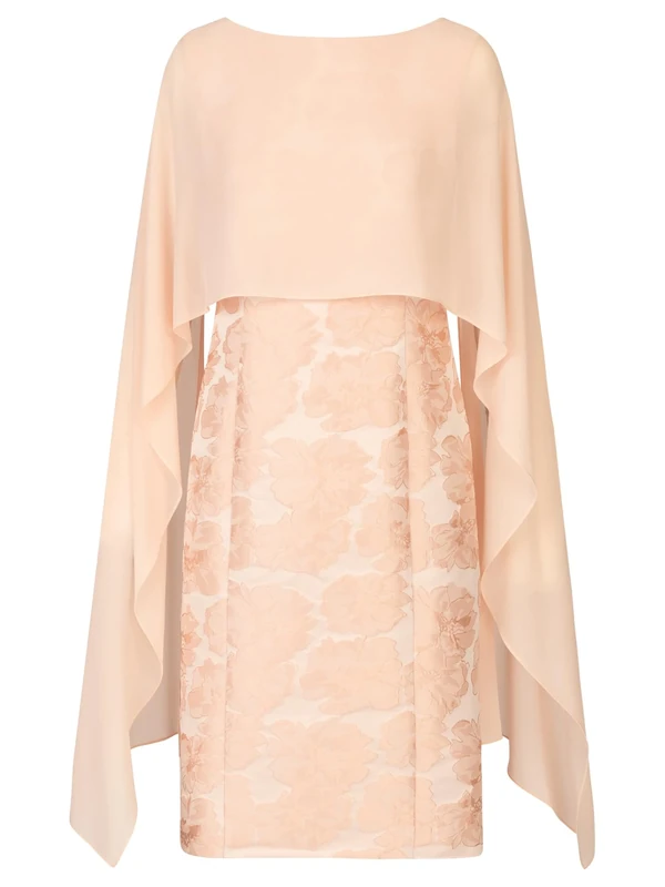 APART Fashion Women's Jacquardkleid mit Chiffonstola Cocktail Dress, Rose, 8