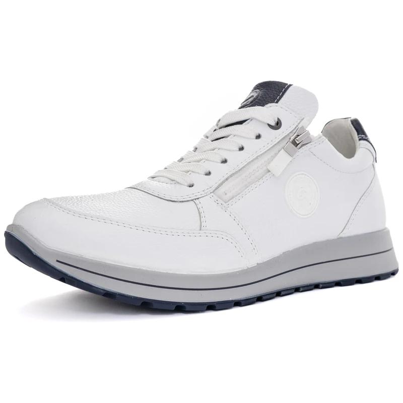 ara Men's Matteo Trainers, White, Blue, 42 EU Wide, White Blue, 9 UK