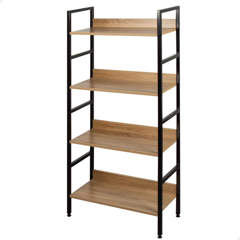 AKTIVE 18417 MAX Home Storage Shelf, 4 Shelves, 60 x 28 x 126 cm, Steel and Wood, Easy Assembly, Sturdy and Durable, Leveling System, Living Room Furniture, Decoration