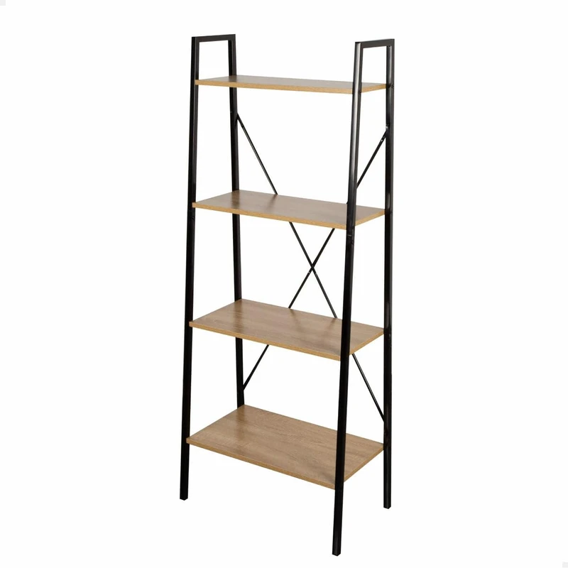 AKTIVE 18419 MAX Home Storage Shelf, 4 Shelves, 60 x 32 x 148 cm, Steel and Wood, Easy Assembly, Sturdy and Durable, Ladder Design, Living Room Furniture