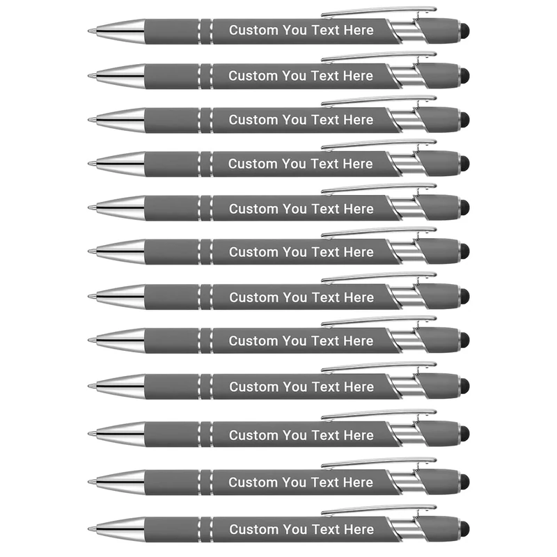 Zoonnis 300 Pcs Personalized Ballpoint Pens with Stylus Tips for Business Personalised Engraved Pen In Bulk for Women Men with Name Text Customised Pen Writing Custom Pen With Black Ink for School
