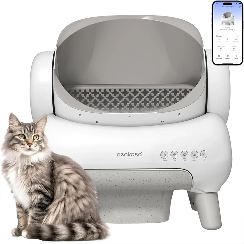 Neakasa M1 Plus Lite Self-Cleaning Cat Litter Tray, Open Top Automatic Litter Box with Large Capacity & App Control, Odour-Free Design for Busy Owners & Multi-Cat Homes, Ideal for Travel