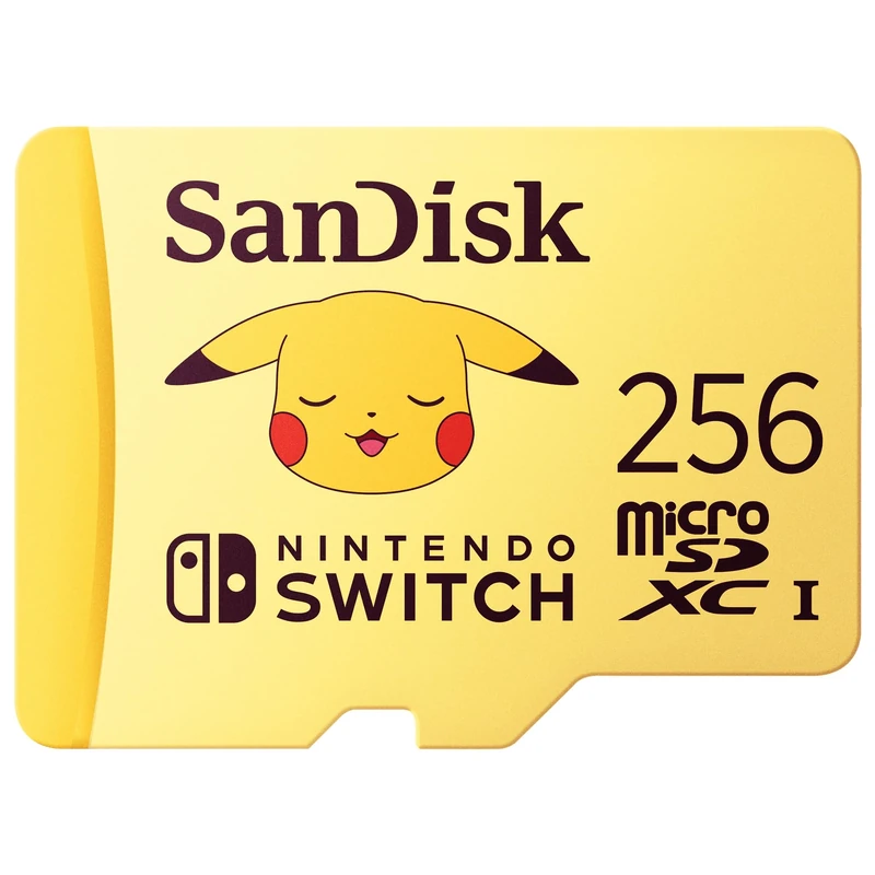 SanDisk micro SD card licensed for Nintendo Switch consoles, 256GBPokémon Pikachu edition (up to 100 MB/s, Nintendo gaming storage, Made for Nintendo-Switch 1, OLED, and Lite, 4k UHD, V30, U3)