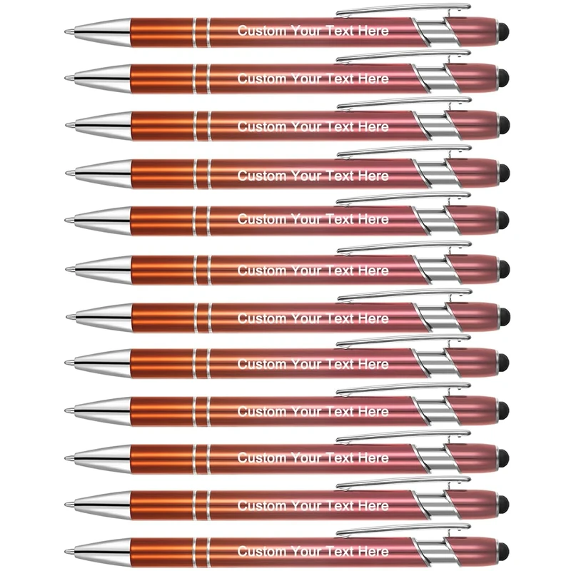 Zoonnis 500 Pcs Personalised Ballpoint Pens with Stylus Tips for Business Personalized Engraved Pen In Bulk for Women Men with Name Text Custom Pen Writing Customised Pen With Black Ink for School