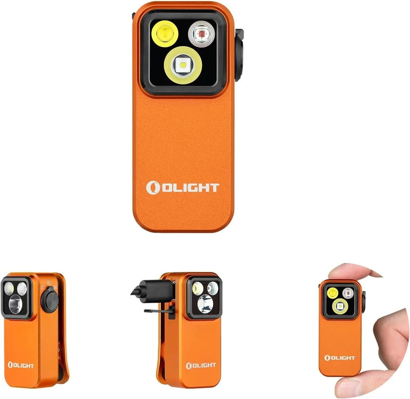 OLIGHT Oclip Pro 500 Lumens 3 Light Sources Clip on Torch, USB-C Rechargeable EDC Lamp with Magnetic Base, Compact LED Flashlight for Working, Cycling, Running, and Safety Warning (Orange)