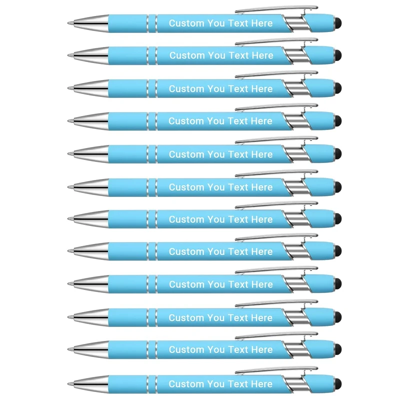 Zoonnis 300 Pcs Personalized Ballpoint Pens with Stylus Tips for Business Personalised Engraved Pen In Bulk for Women Men with Name Text Customised Pen Writing Custom Pen With Black Ink for School