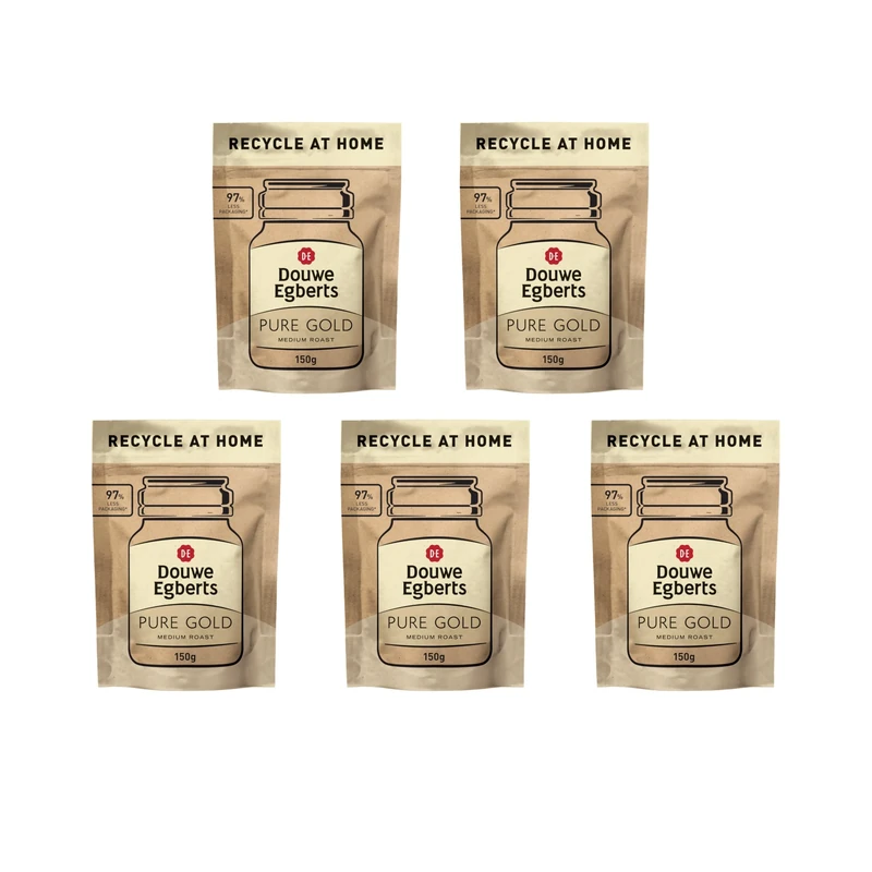 Douwe Egberts Pure Gold Instant Coffee Refill 150G (Pack of 5, Total 750G)