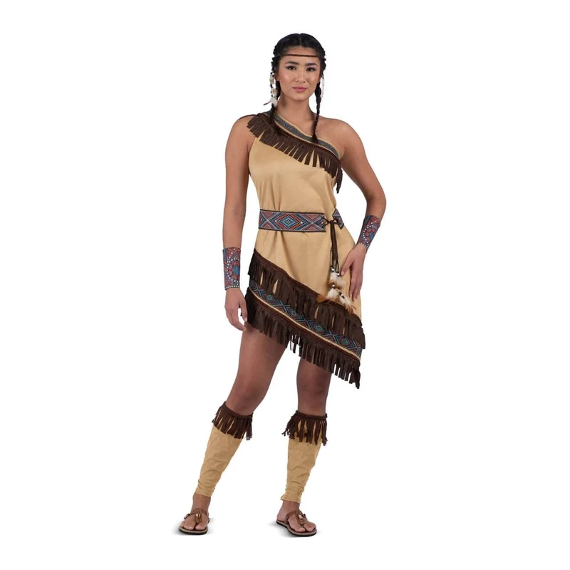viving - Costume Indian Maiden Headband, Dress, Belt, Armbands And Leggings Size XXL, Multicolor (1)