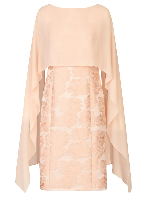 APART Fashion Women's Jacquardkleid mit Chiffonstola Cocktail Dress, Rose, 18