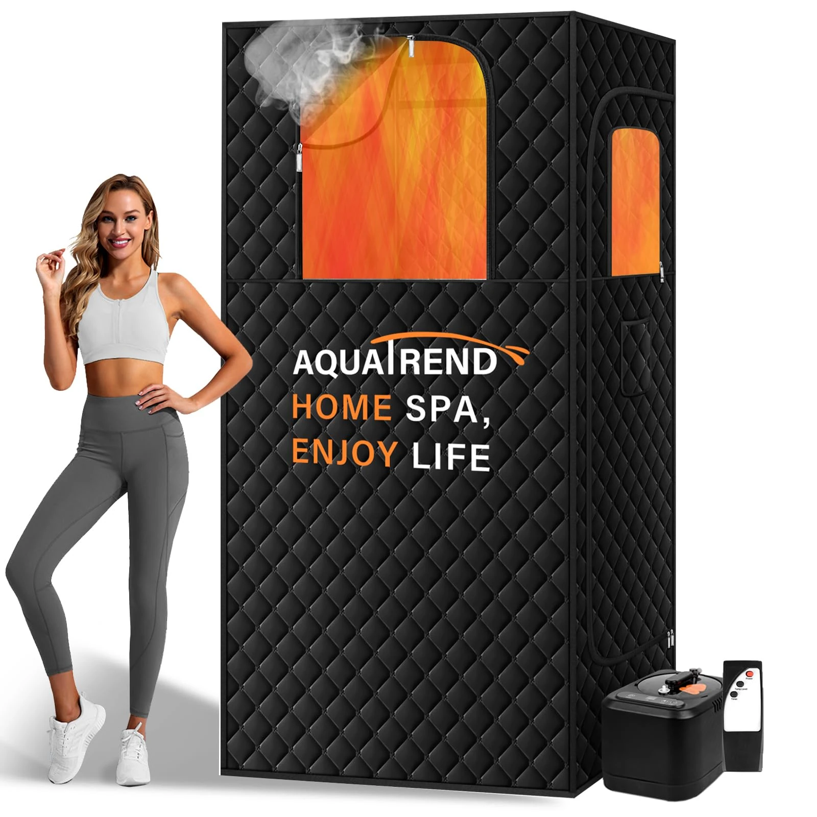 Sauna Box for Home, Portable Sauna Steam with 1200W 3L Steamer + Remote Control + Folding Chair, Full Size Personal Sauna Tent for Fitness Gym Yoga Spa, UPVC Rack, Fast Heater, 3' x 3' x 5.9', Black