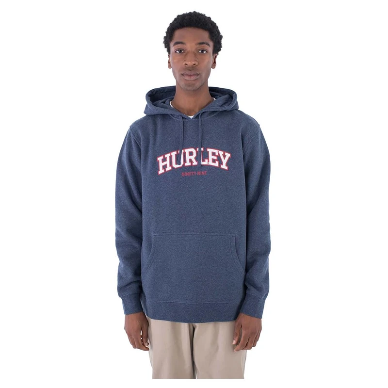 Hurley Men's Flow Pullover Hooded Sweatshirt, Heather Indigo, XL